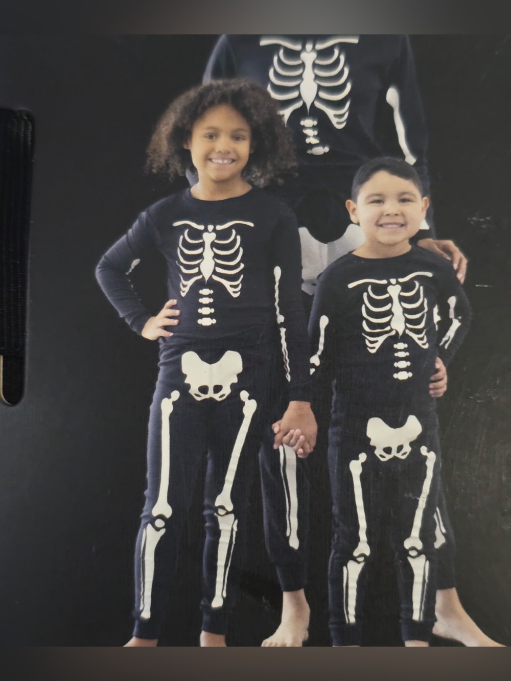 Kids Black Skeleton Pajama Costume Set by